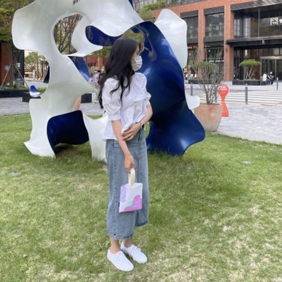 브떼 텀블러백 미니 에코백 핑크 구름 프린팅 파우치
