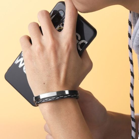 아돌프 더블 가죽팔찌(실버)