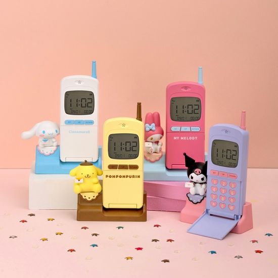 산리오 캐릭터즈 레트로 전화모형 디지털 탁상시계