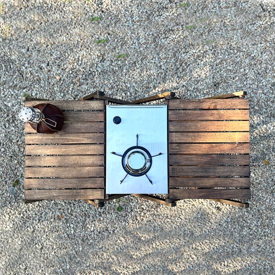 [캠핑덕] 접이식 우드 원버너 멀티 테이블