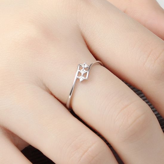 [비쥬홀릭] 실버925 백금도금 별총총 큐빅 은반지