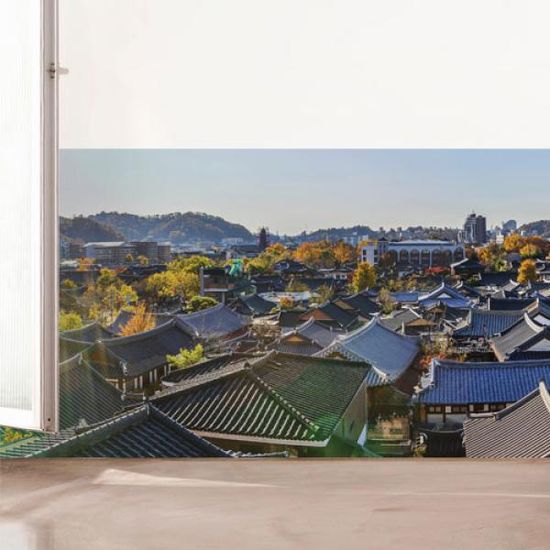 gb967-한눈에보이는한옥마을_불투명유리시트지
