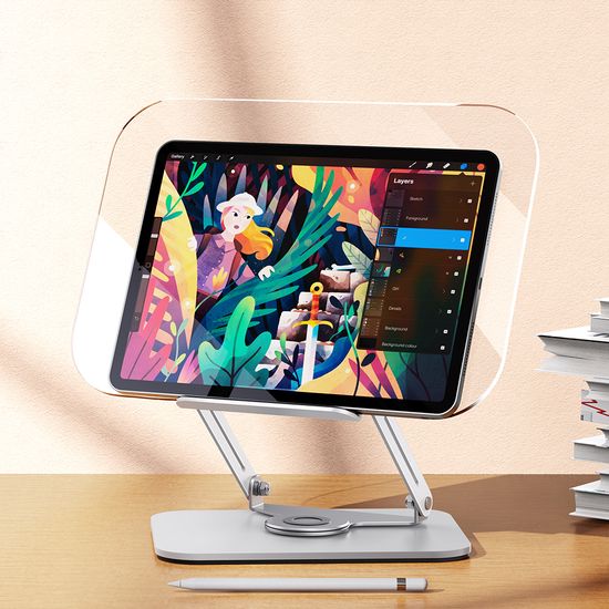 360도 회전 각도 높이 조절 아크릴 투명 독서대 