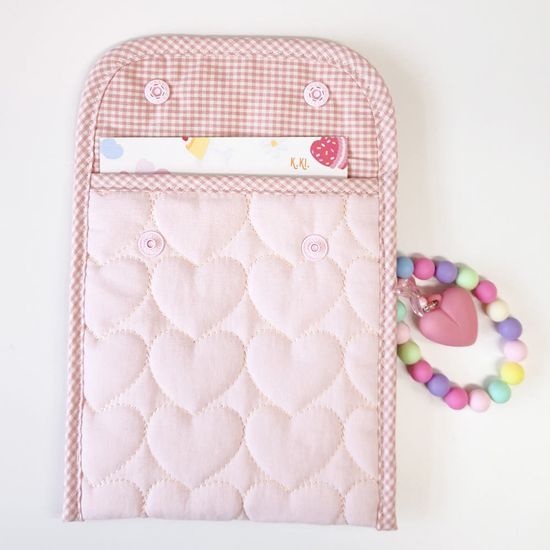 핑크하트 패브릭 크레마 전자책 이북리더기 파우치 