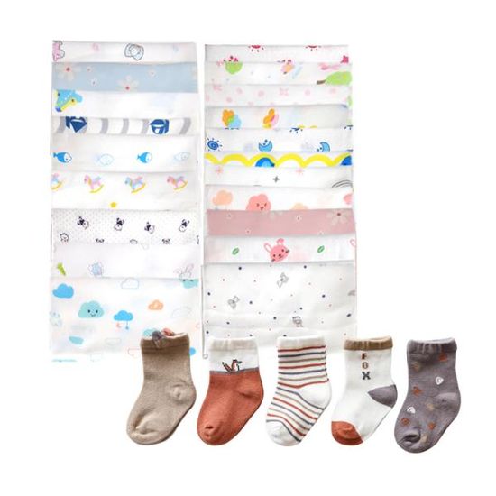 아바드 가제손수건 20개입 K형+아기양말 폭스 5종세트