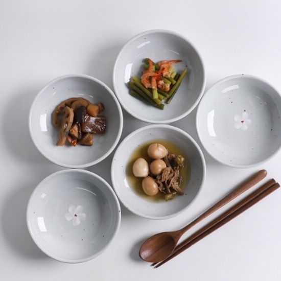꽃 고백자 굽 찬기, 국산도자기 3size