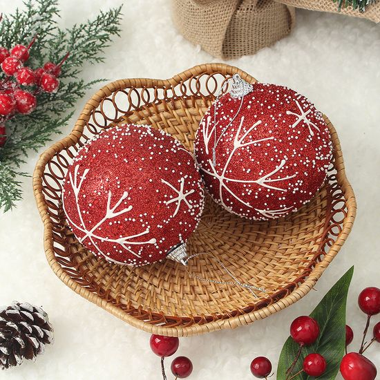 [도토로]루비레드 장식볼 2p(10cm) (함박눈결정)