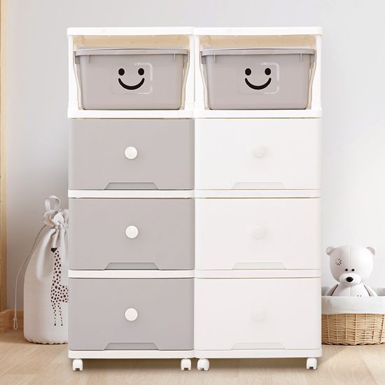 60L 대형 그란데 해피탑 플라스틱 이동식 서랍장 4단