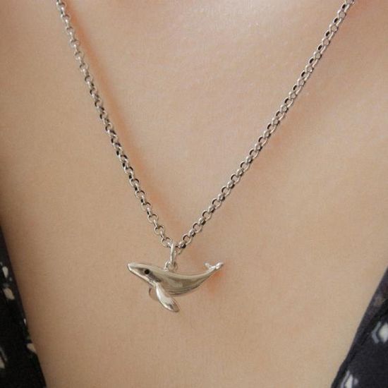 제이로렌 돌고래 입체 펜던트 실버 체인목걸이 N01121
