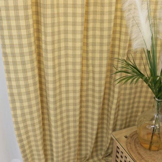 멜란타탄체크 옐로우 면커튼