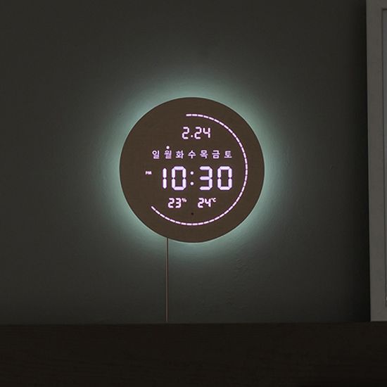 플라이토 3세대 터닝 플랫 원형 온습도 벽시계 19cm