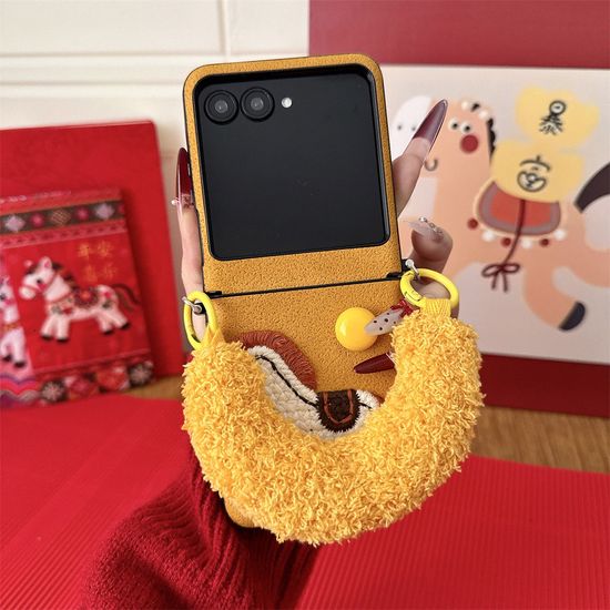 갤럭시z플립 7 6 5 4 3 말 털 스트랩 힌지 가죽케이스