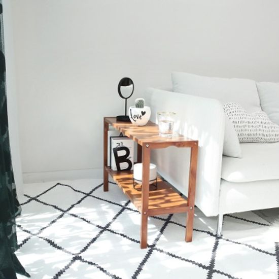 브라우니 원목 벤치 2단선반 80cm