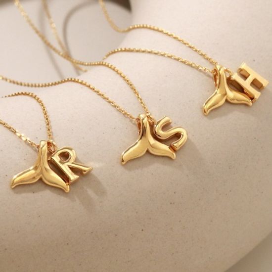 [선물포장] 행운의 고래꼬리 이니셜 옐로우 목걸이