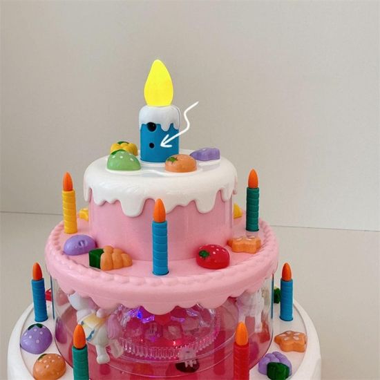생일축하 촛불끄기 움직이는 회전목마 케이크 오르골
