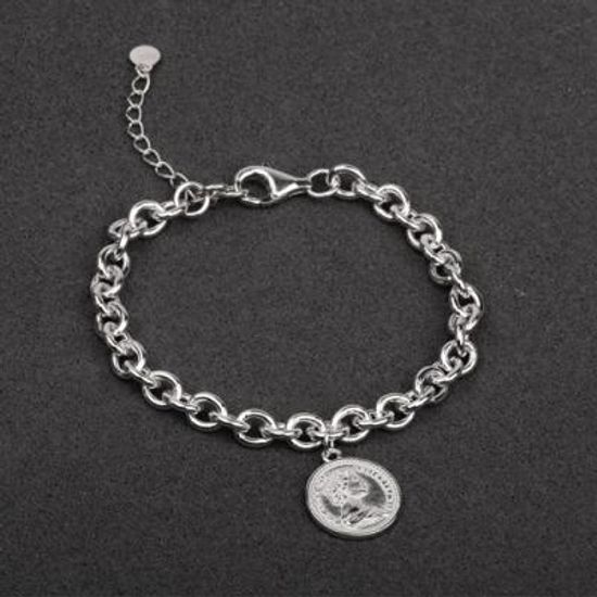 [애슬릿]전체 실버 코인 고방 체인 팔찌