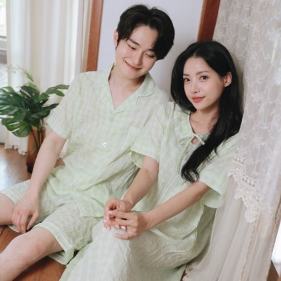 (지짐이 원단) 프레쉬 인견 여름잠옷 원피스 커플잠옷