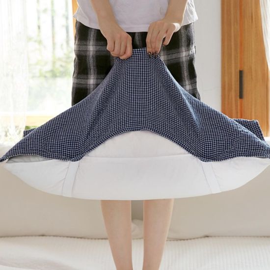 1+1 체크 간편탈부착 순면 대나무섬유 밴딩 베개커버 52x76
