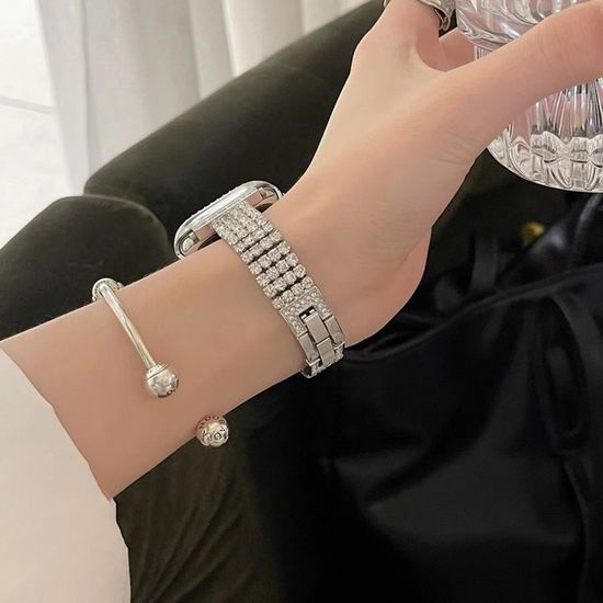 애플워치 9 8 7 6 5 4 3 호환 메탈 큐빅 체인 밴드 줄