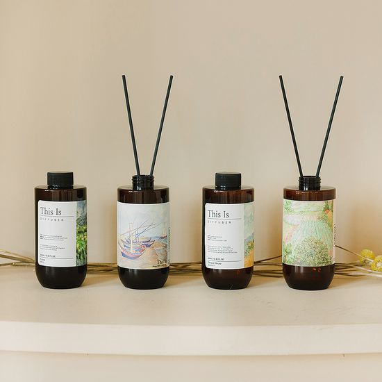 명화 오브제 대용량 디퓨저 500ml 4개(선물박스+조화)