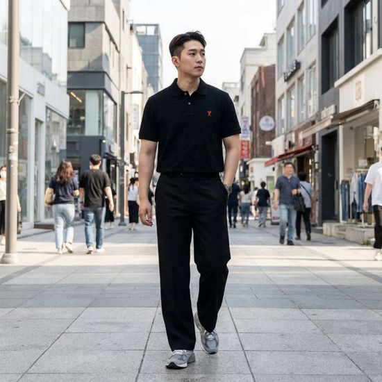 아미 스몰 하트 PK 반팔티셔츠 카라티