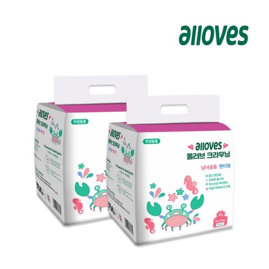 올러브 크라우닝 팬티형 아기 기저귀 2팩