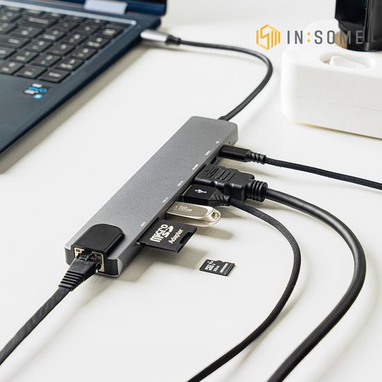 인썸 8in1 USB 3.0 6포트 c타입 멀티 허브 IMH-2