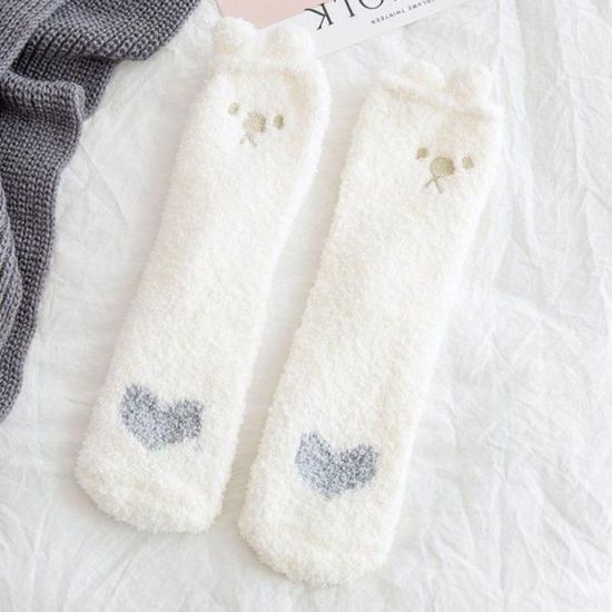 데일리 곰돌이 수면양말 임산부 수족냉증 화이트 S723
