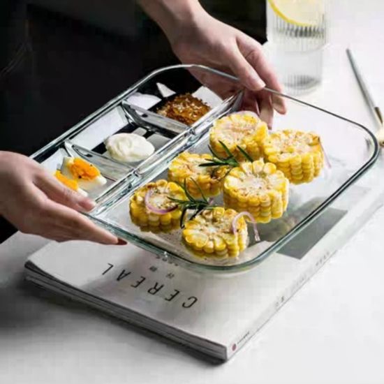브런치 강화 유리 식판 4칸 나눔 2 sizes