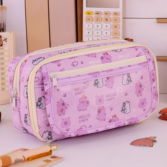 카피바라 판다 캐릭터 지퍼 대용량 필통 만능 파우치