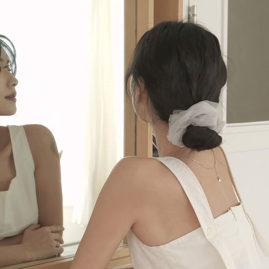 [자체제작/3개세트] 이중 새틴 쉬폰 빅 스크런치