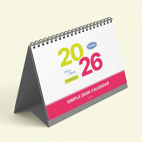 2026년 모모팝 심플 탁상 달력 와이드 2026 캘린더 A4