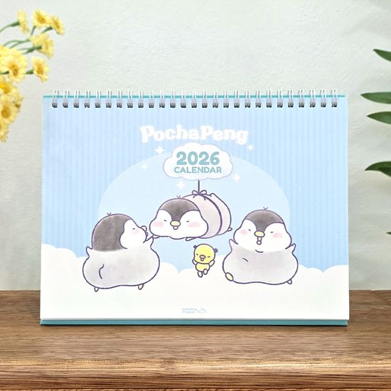 2026모뉴 포챠펭 L달력 칸 넓은 메모 캐릭터 탁상달력