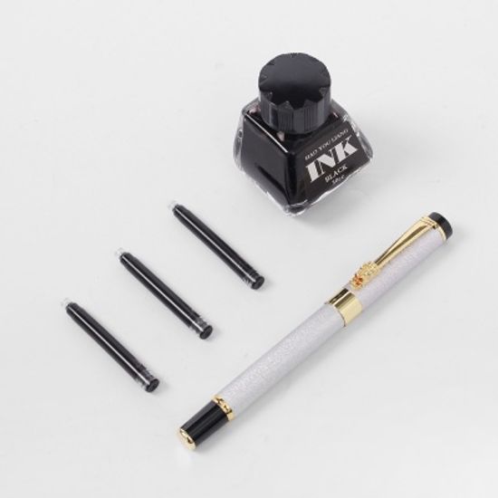 그랜드 드래곤801 만년필 3종세트 컨버터 병잉크 실버