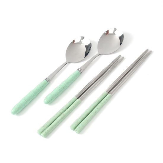 심플라인 휴대용 수저 2세트(그린) 개인숟가락세트