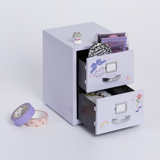 아트박스 미니 캐비닛 서랍 연보라