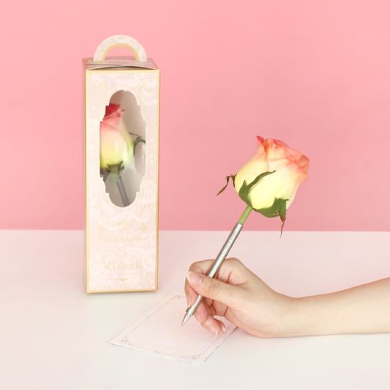 화이트핑크 타이니 로즈 장미 플라워펜 - white pink tiny rose flower pen