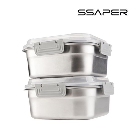 셰퍼 스퀘어락 데일리 스텐 밀폐용기 2종 세트 1800*2