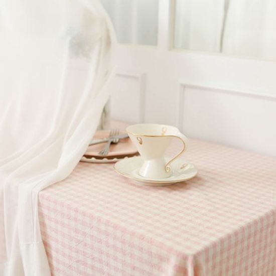 멜란체크 핑크 면식탁보 테이블보