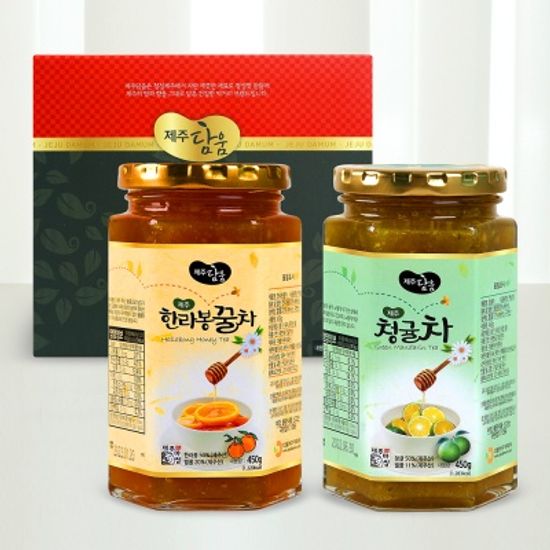 100%제주산 농산물 명차2종 선물세트450g/한라봉 청귤