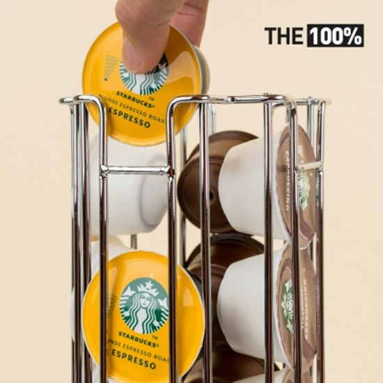THE100% 돌체구스토 호환 캡슐커피 보관함 십자형 회전타워 32구 홀더 거치대