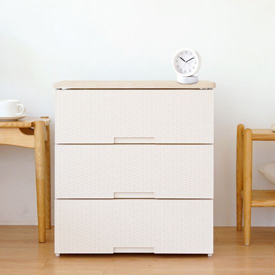 보노하우스 라라 라탄 우드상판 플라스틱 서랍장 3단