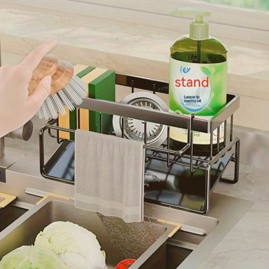 싱크대 물빠짐 스텐 세제 수세미 받침대 행주 거치대