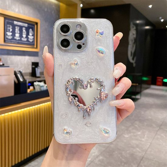 아이폰 16 15 14 13 12 보석 파츠 하트 미러 케이스