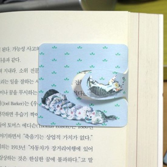 [플라스틱&자석 자동책갈피수지인] 써니고양이(블루)