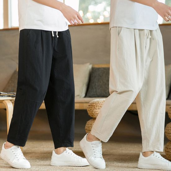 남자 밴딩 린넨 9부 팬츠 데일리 코튼