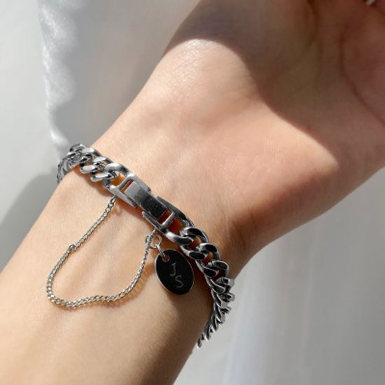 [선물포장] 써지컬 데일리 타원 각인 체인팔찌