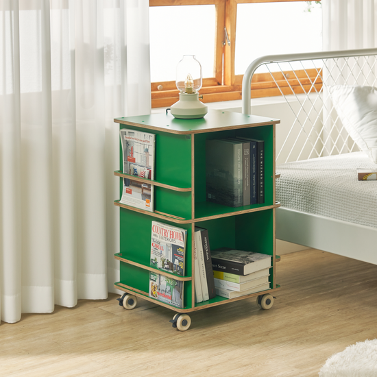 바퀴달린책장 회전책장 미레아우드 2단 회전책장