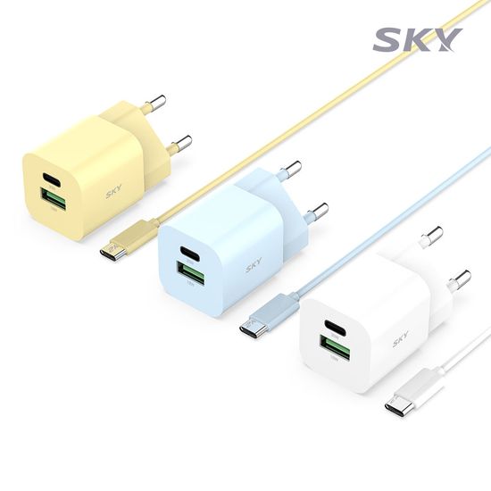 [1+1] 스카이 필 GaN 30W 큐브 2포트 충전기+케이블