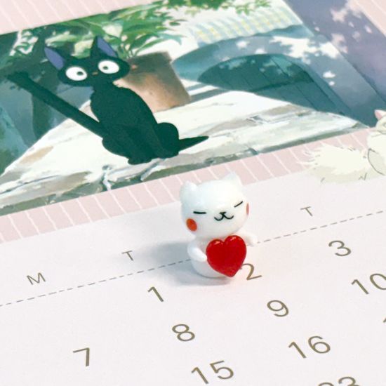 유리 미니어쳐 하트 고양이 화이트